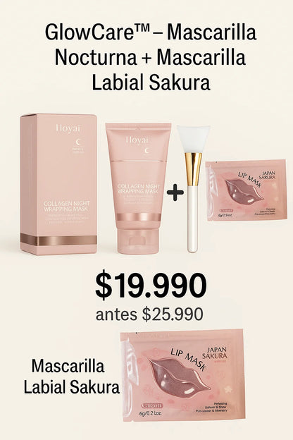 GlowCare™ – Mascarilla Nocturna + Mascarilla Labial Sakura